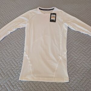 NWT Under Armour HeatGear Compression Long Sleeve White Shirt Size S (0263)